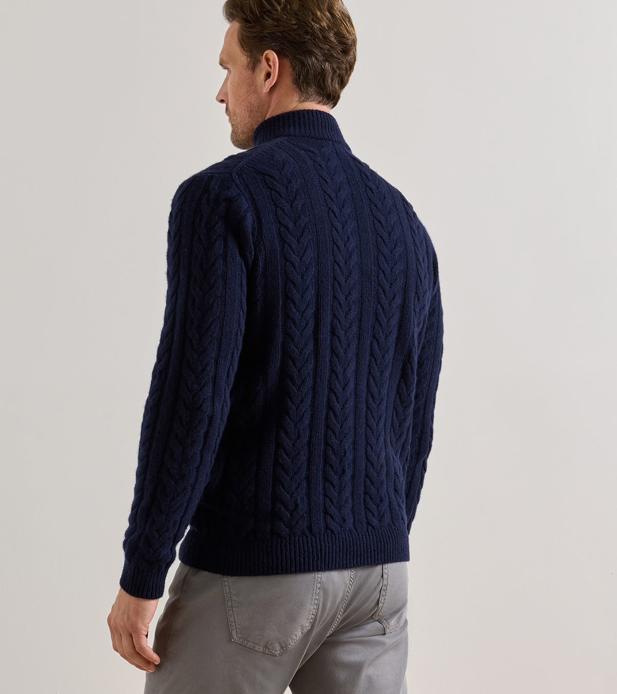 CARDEN CABLE 1/4 ZIP SWEATER - NAVY