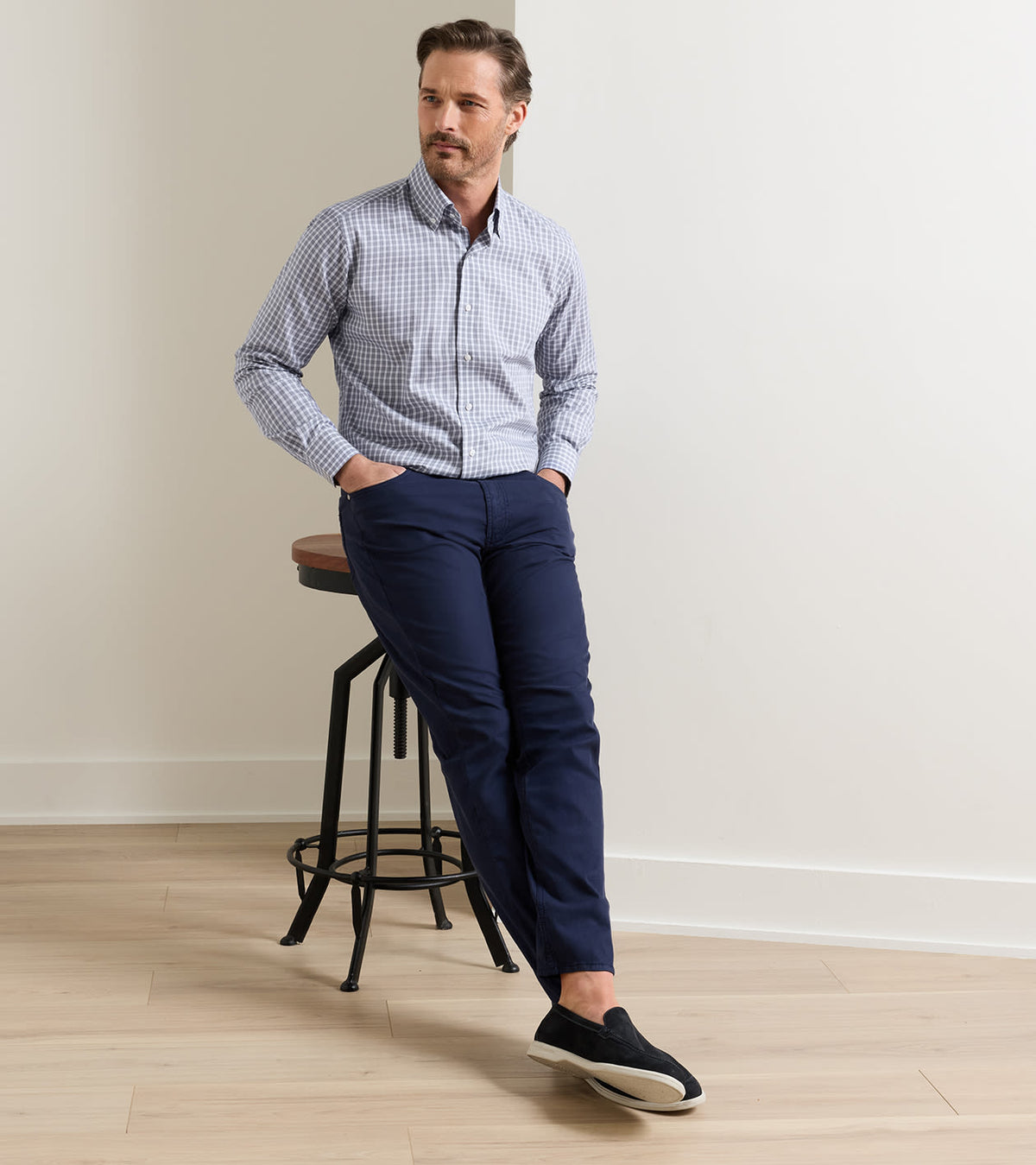 CHESTER COTTON SHIRT - NAVY