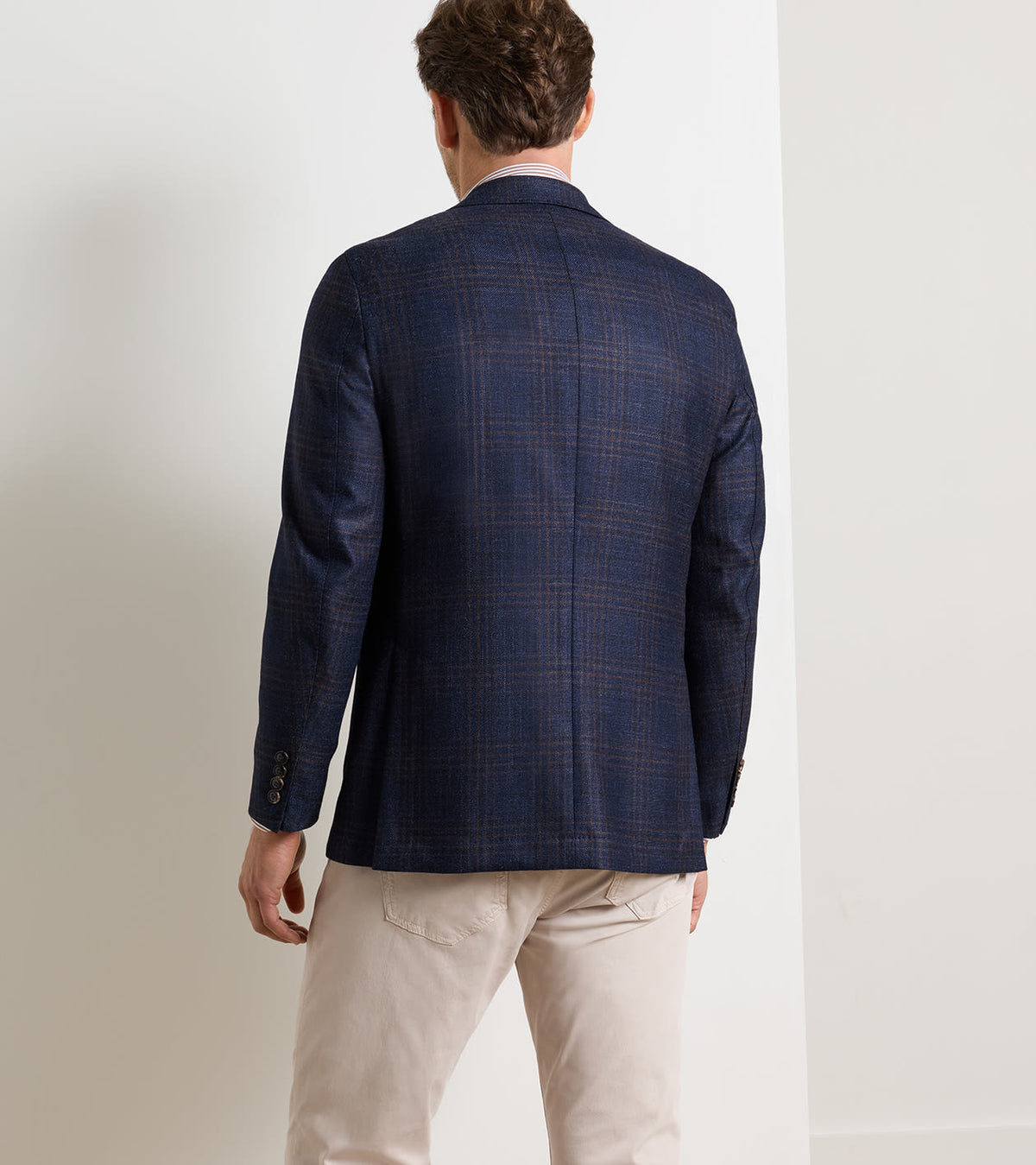 COLLINS PLAID SOFT JACKET - NAVY