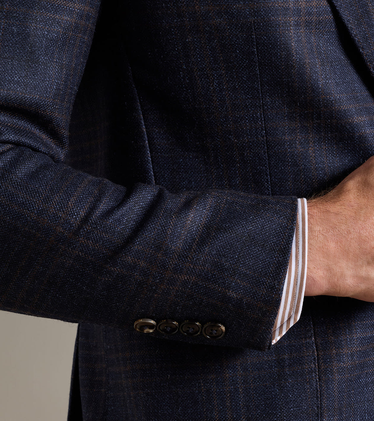 COLLINS PLAID SOFT JACKET - NAVY