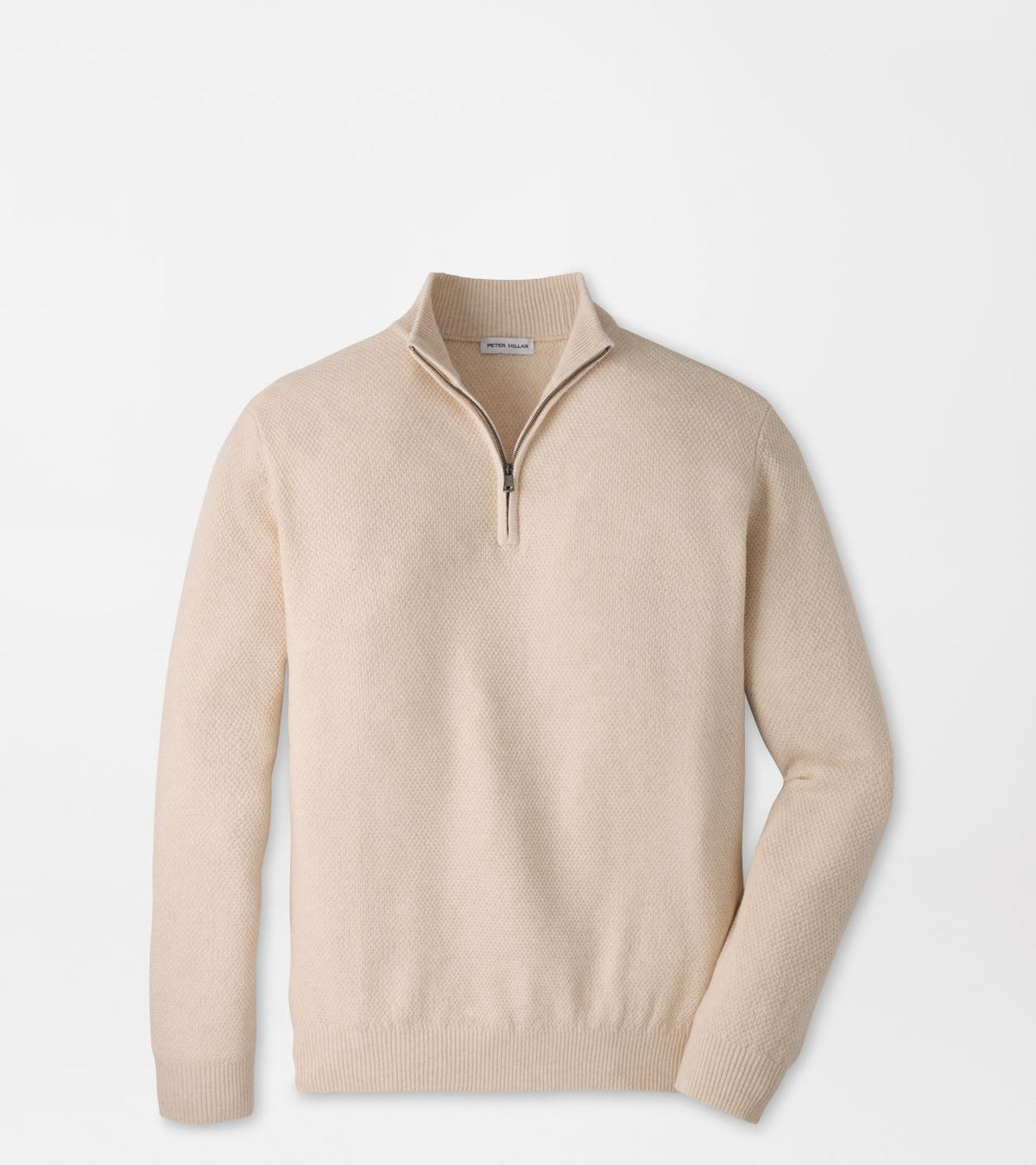 CRESCENT TEXTURE 1/4 ZIP SWEATER - SANDSTONE