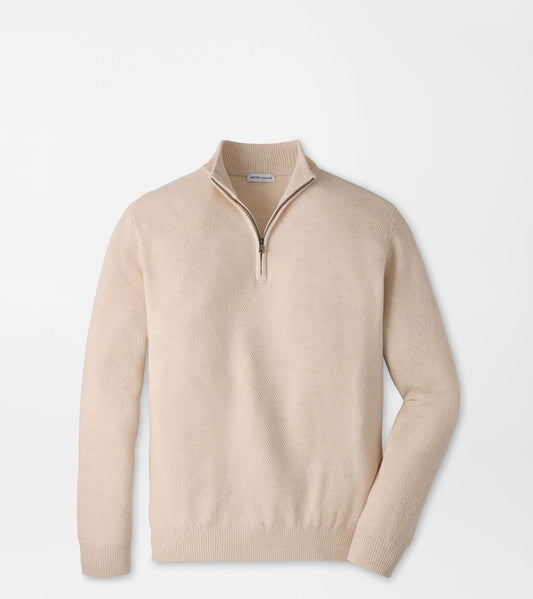 CRESCENT TEXTURE 1/4 ZIP SWEATER - SANDSTONE
