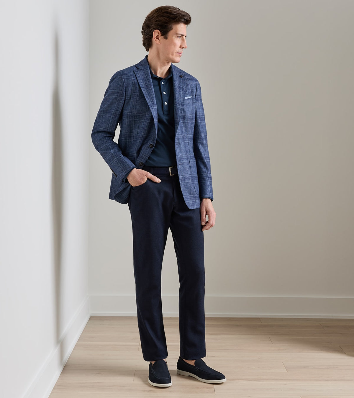 DAVIES PLAID SOFT JACKET - CADET