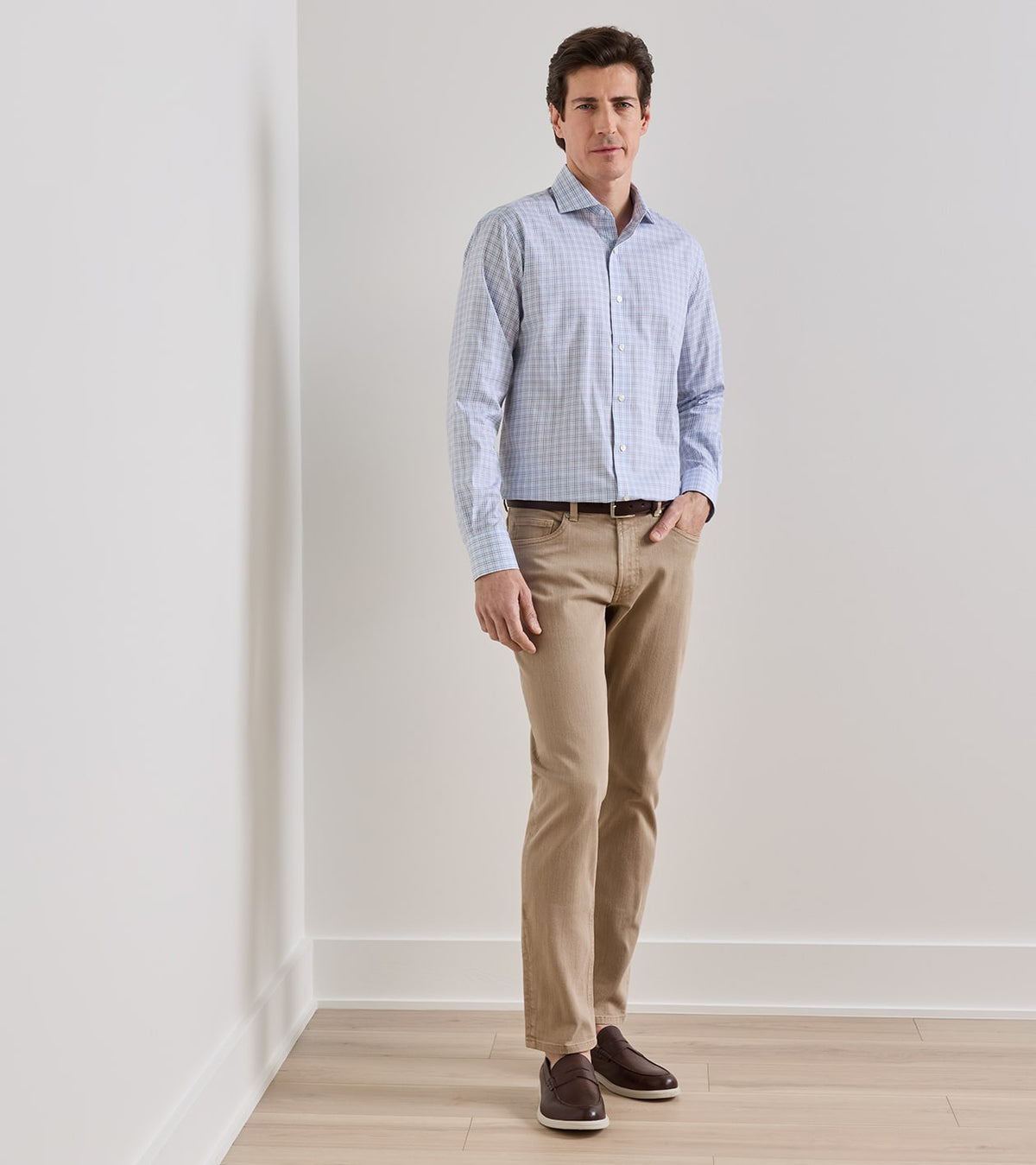 FAIRFIELD GARMENT DYED DENIM TROUSER - KHAKI