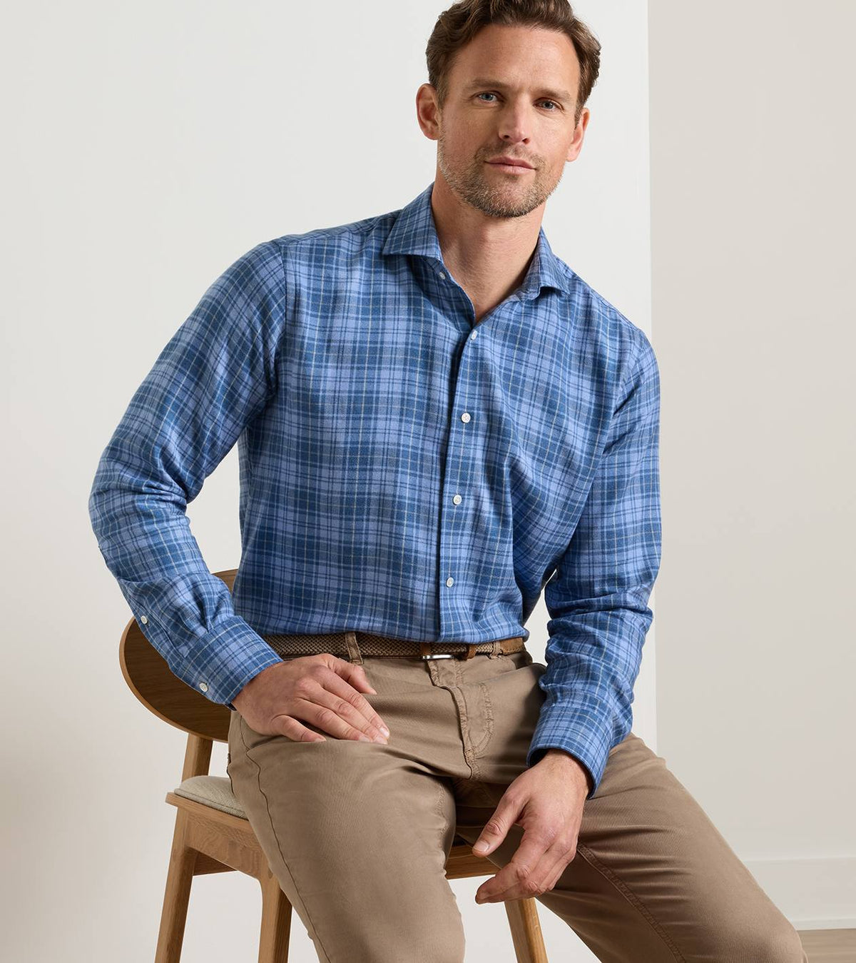 GRESSAN ITALIAN FLANNEL SHIRT - WINDY BLUE