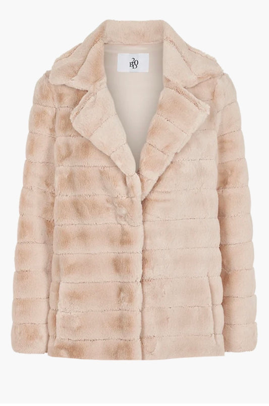 BAILEY FAUX FUR SHORT COAT - ALMOND
