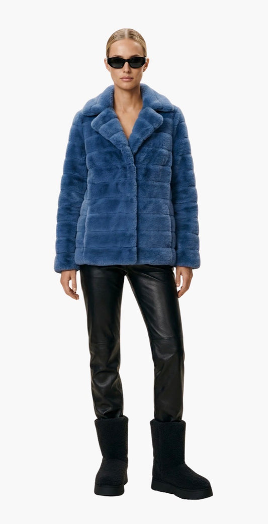 BAILEY FAUX FUR SHORT COAT - SKY BLUE