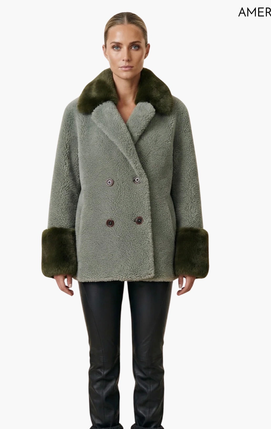 FIONA SHORT WOOL COAT - GREEN
