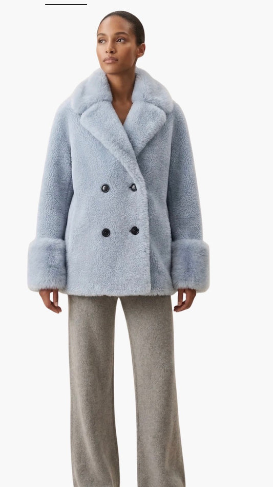 FIONA SHORT WOOL COAT - LIGHT BLUE