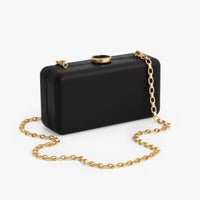 LE MARAIS PEACOCK FEATHER LEATHER CLUTCH - BLACK