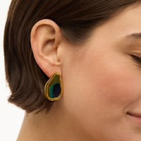 AMANDA LARGE ORGANIC FEATHER STUD EARRINGS