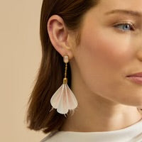 RADIANCE FEATHER PETAL DROP EARRINGS - PINK