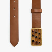 TRIPPIN TIPSEY FEATHER LEATHER BELT - TAN PHEASANT