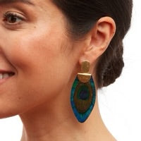 NIKKO BLUE FEATHER DROP EARRINGS