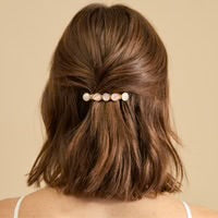 INFINITY FEATHER PEARL BARRETTE - PINK