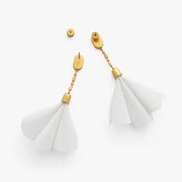 RADIANCE FEATHER PETAL DROP EARRINGS - WHITE