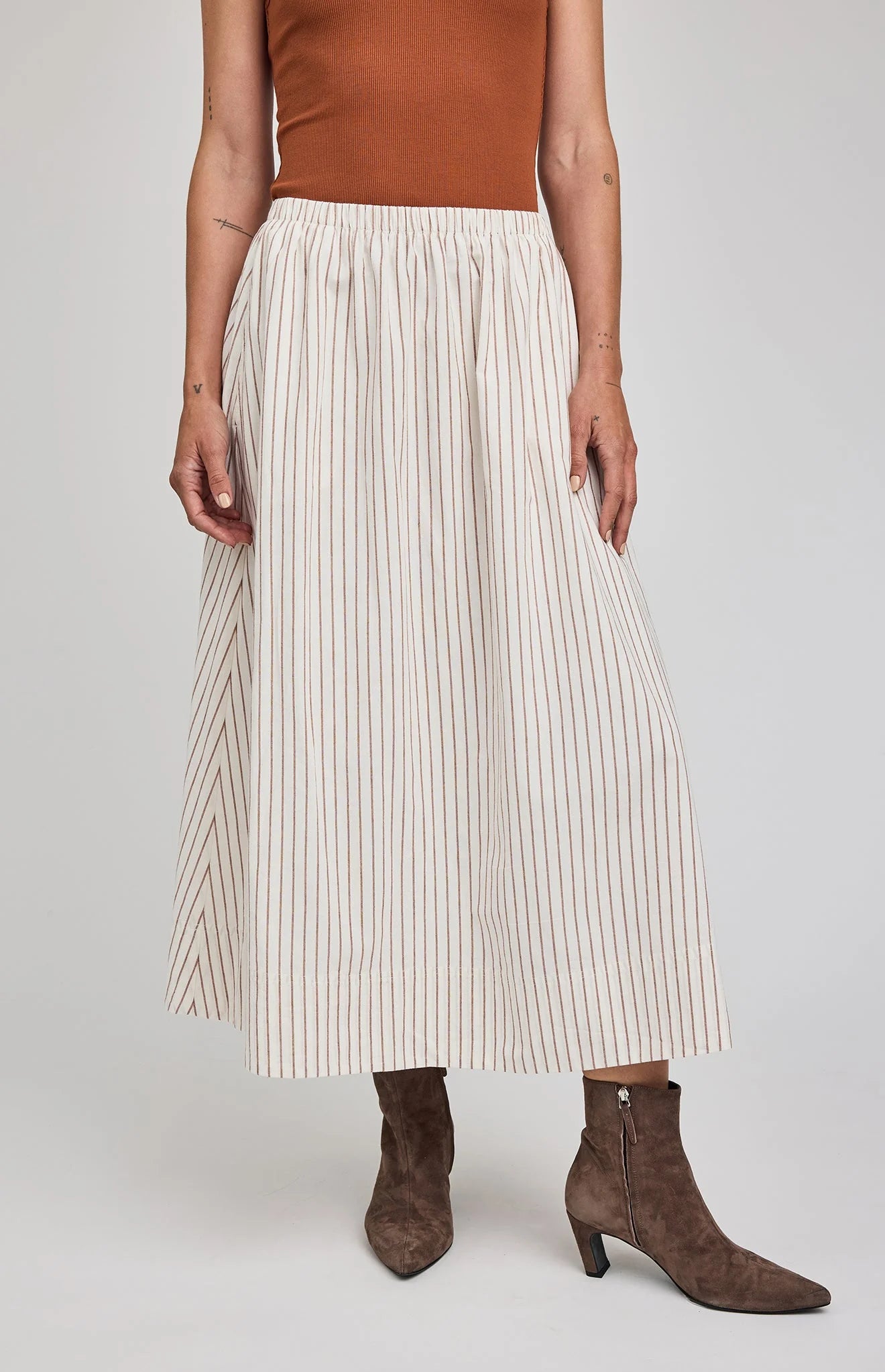 WILHELMINA MIDI SKIRT - CREAM STRIPE