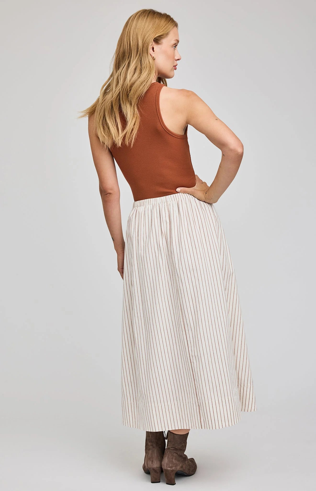 WILHELMINA MIDI SKIRT - CREAM STRIPE