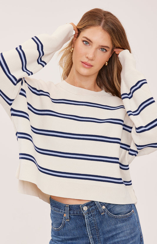 ECHO PULLOVER SWEATER - CREAM STRIPE