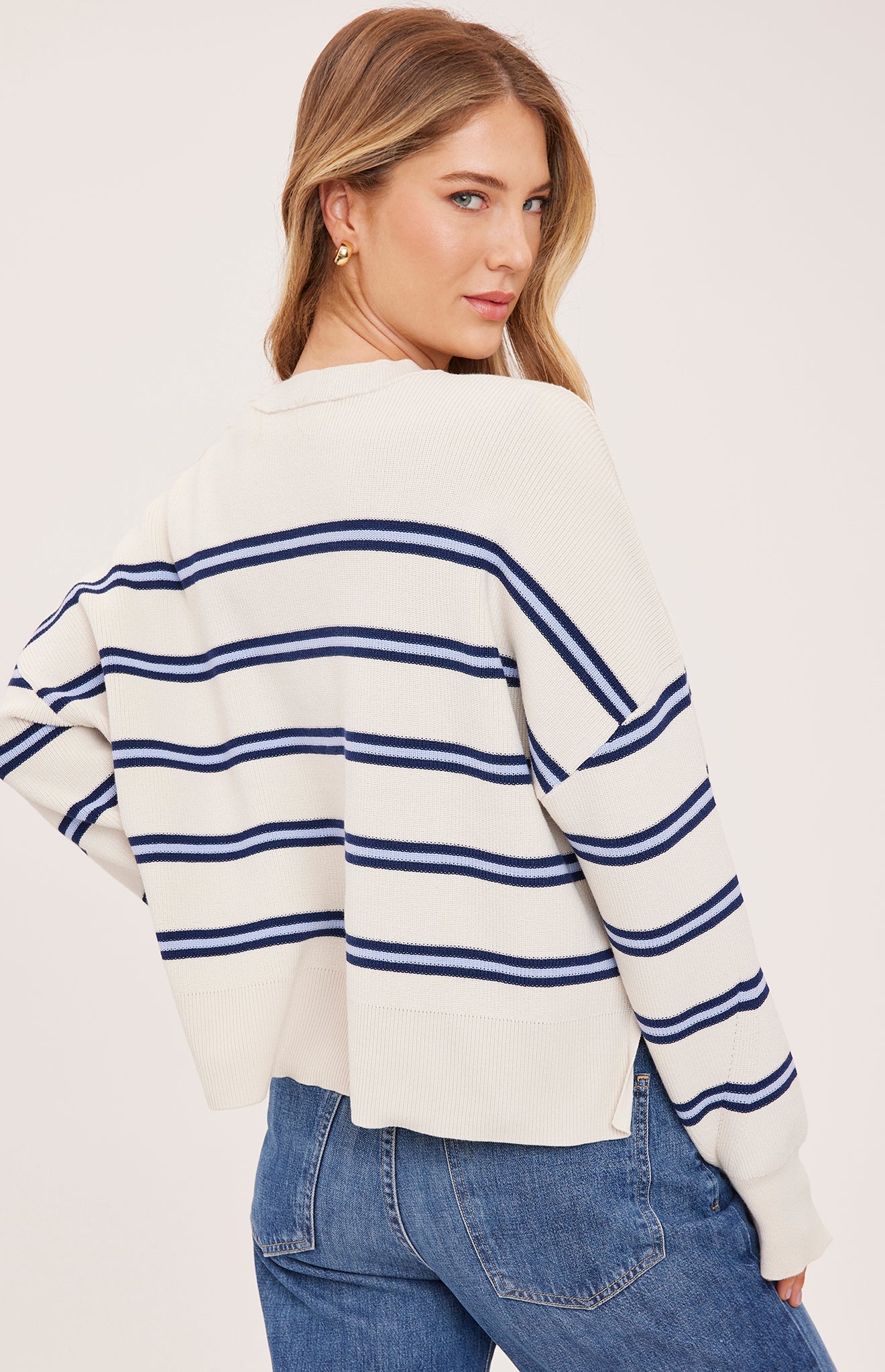 ECHO PULLOVER SWEATER - CREAM STRIPE