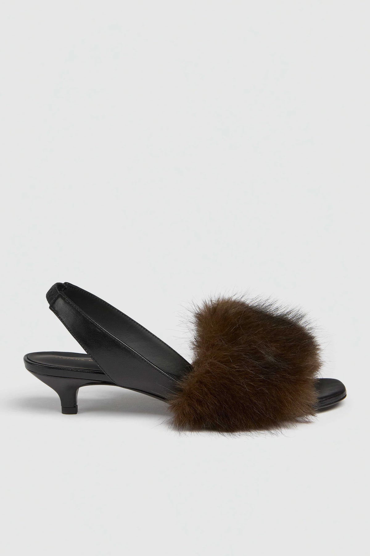 FUR TOP SLINGBACK SANDAL - BLACK