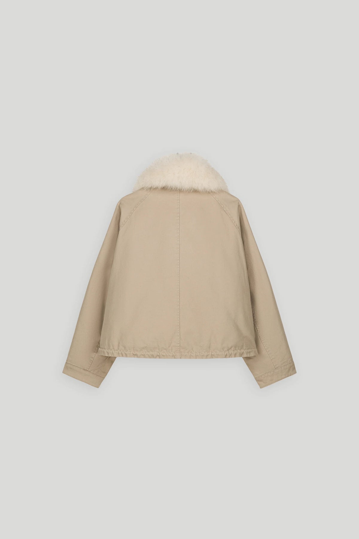 COTTON BOMBER JACKET WITH FOX COLLAR - HAZELNUT
