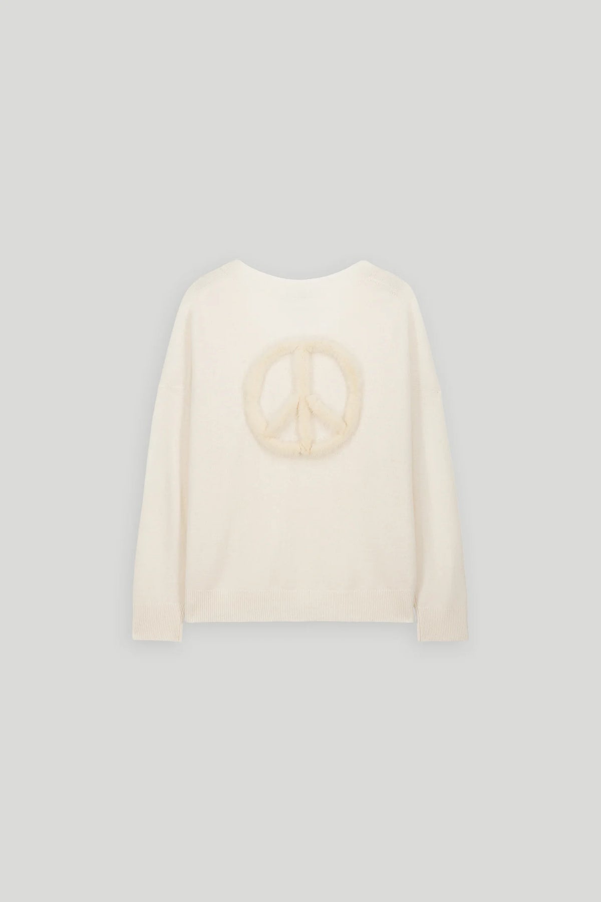 PIXIE PEACE MOTIF CASHMERE SWEATER - WHITE
