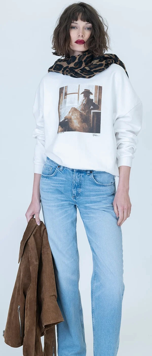 TRY AND MAKE ME COZY SWEATSHIRT - WORN WHITE