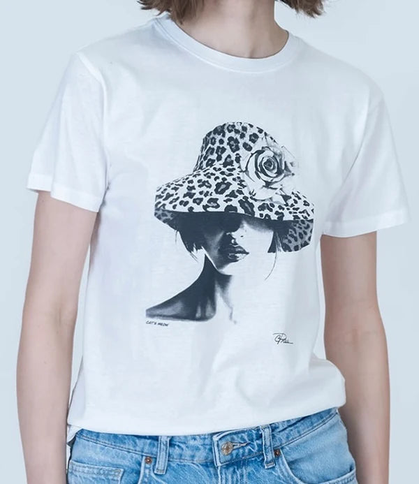 CATS MEOW MUSHIE TEE - WORN WHITE