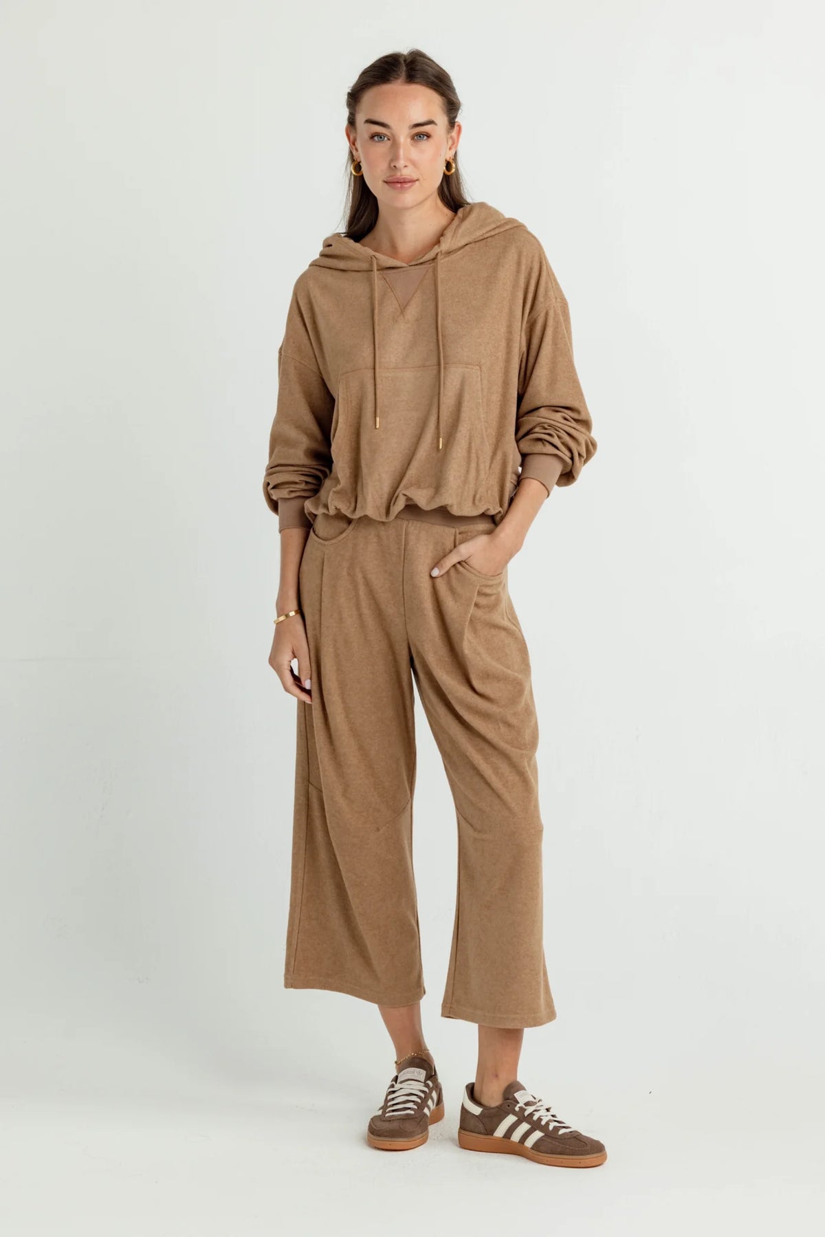 TERRY NARA PANTS - CARAMEL HEATHER