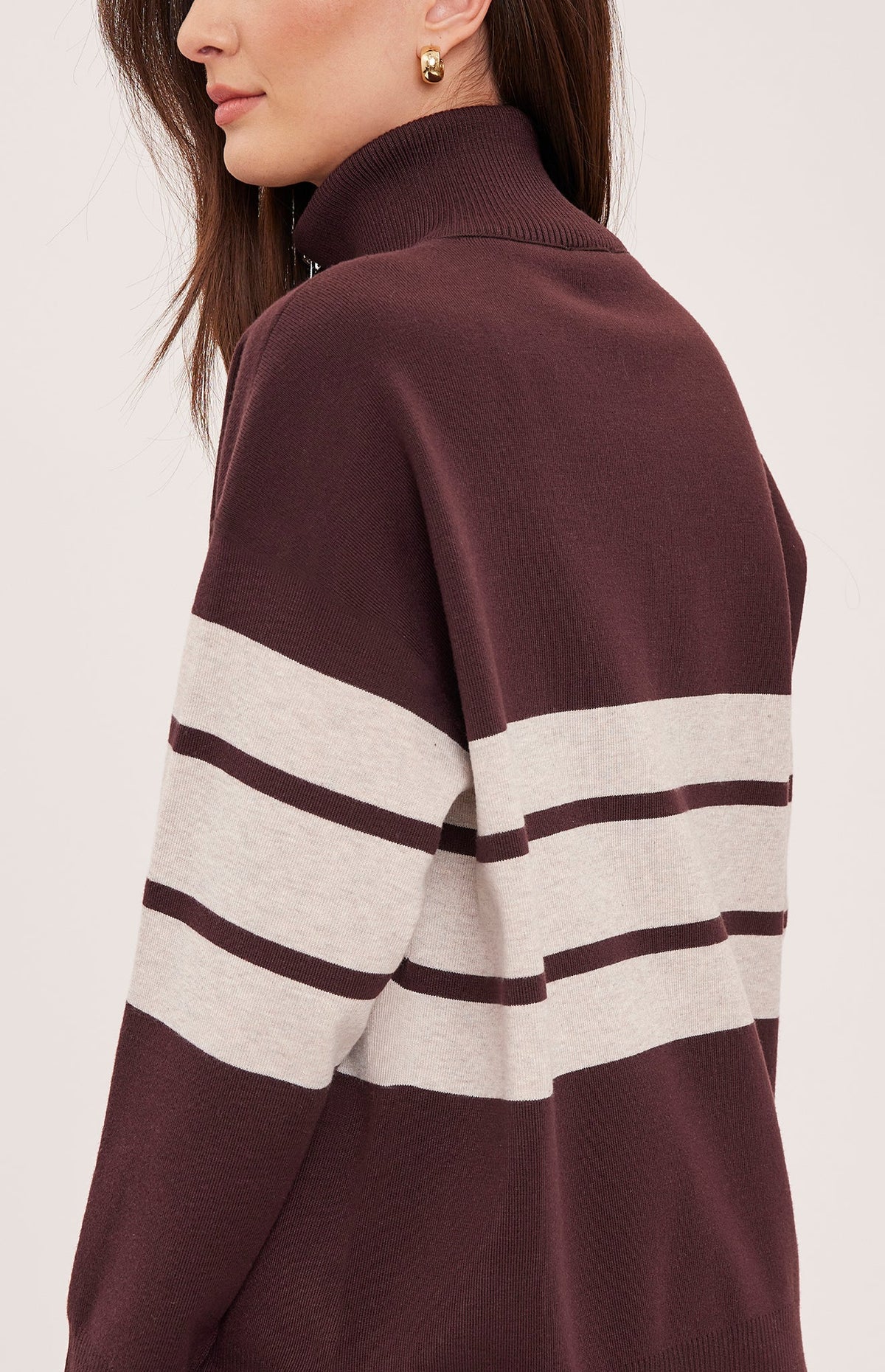 IDRIS STRIPED SWEATER - FIG STRIPE