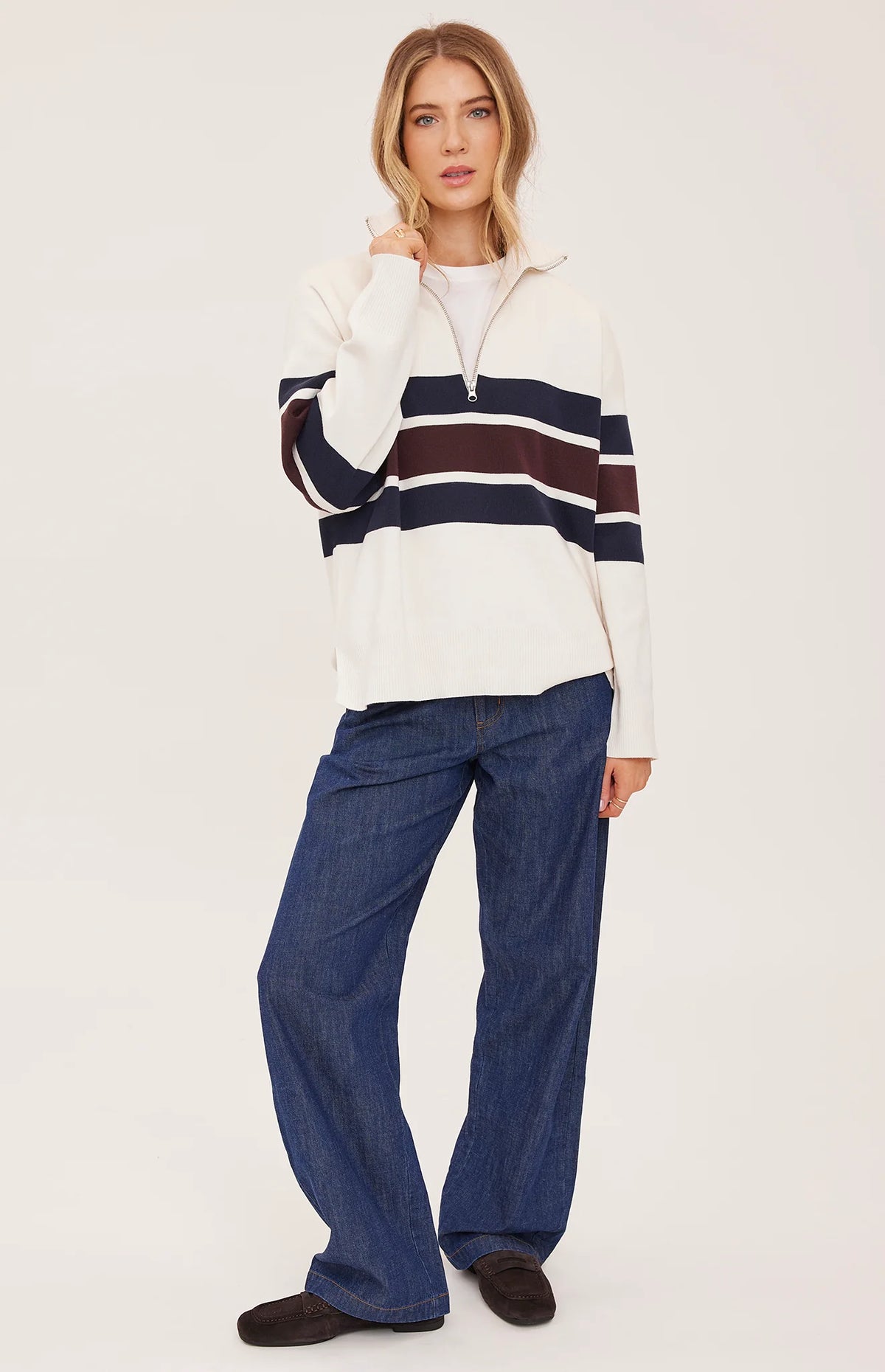 IDRIS STRIPED SWEATER - CREAM STRIPE