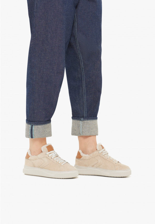 LIPARI FUR SUEDE SNEAKER - BEIGE