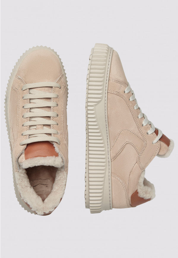 LIPARI FUR SUEDE SNEAKER - BEIGE