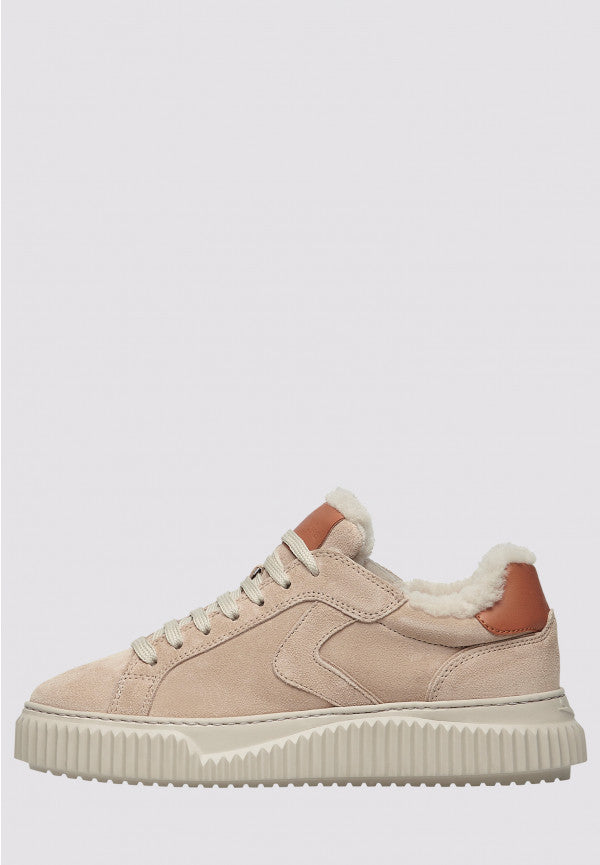 LIPARI FUR SUEDE SNEAKER - BEIGE