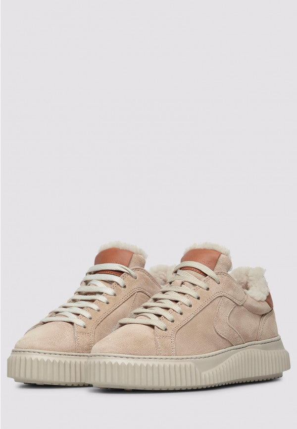 LIPARI FUR SUEDE SNEAKER - BEIGE