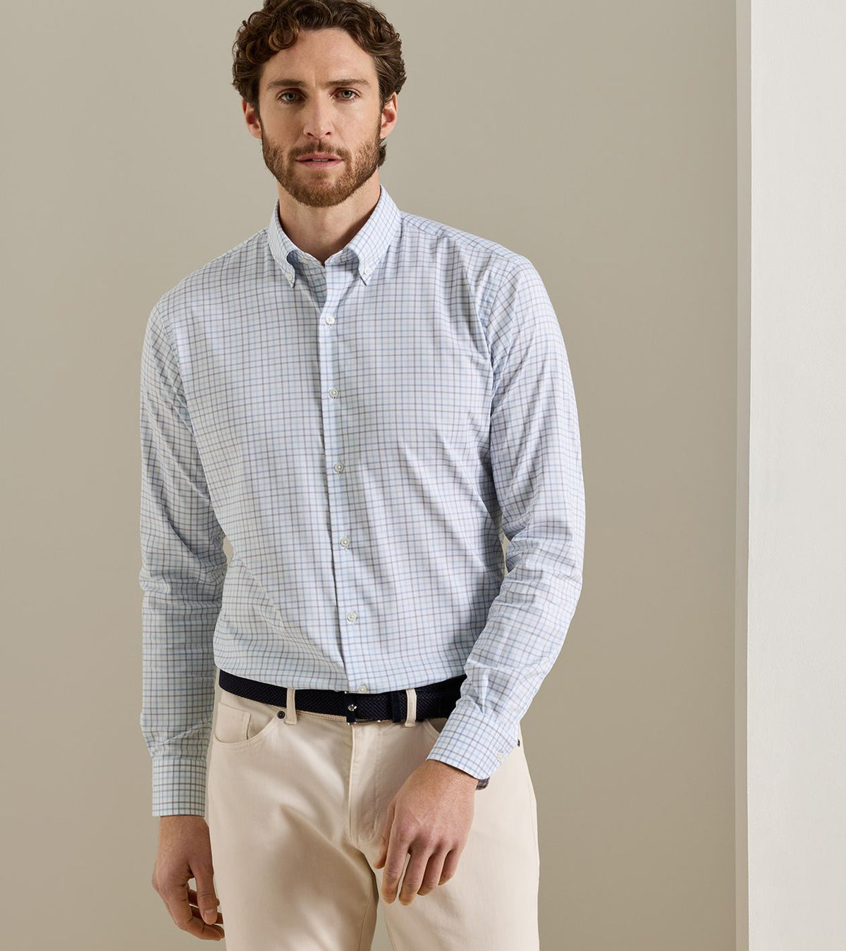 BRUCE CROWN LITE COTTON STRETCH SHIRT - BLUE FREESIA