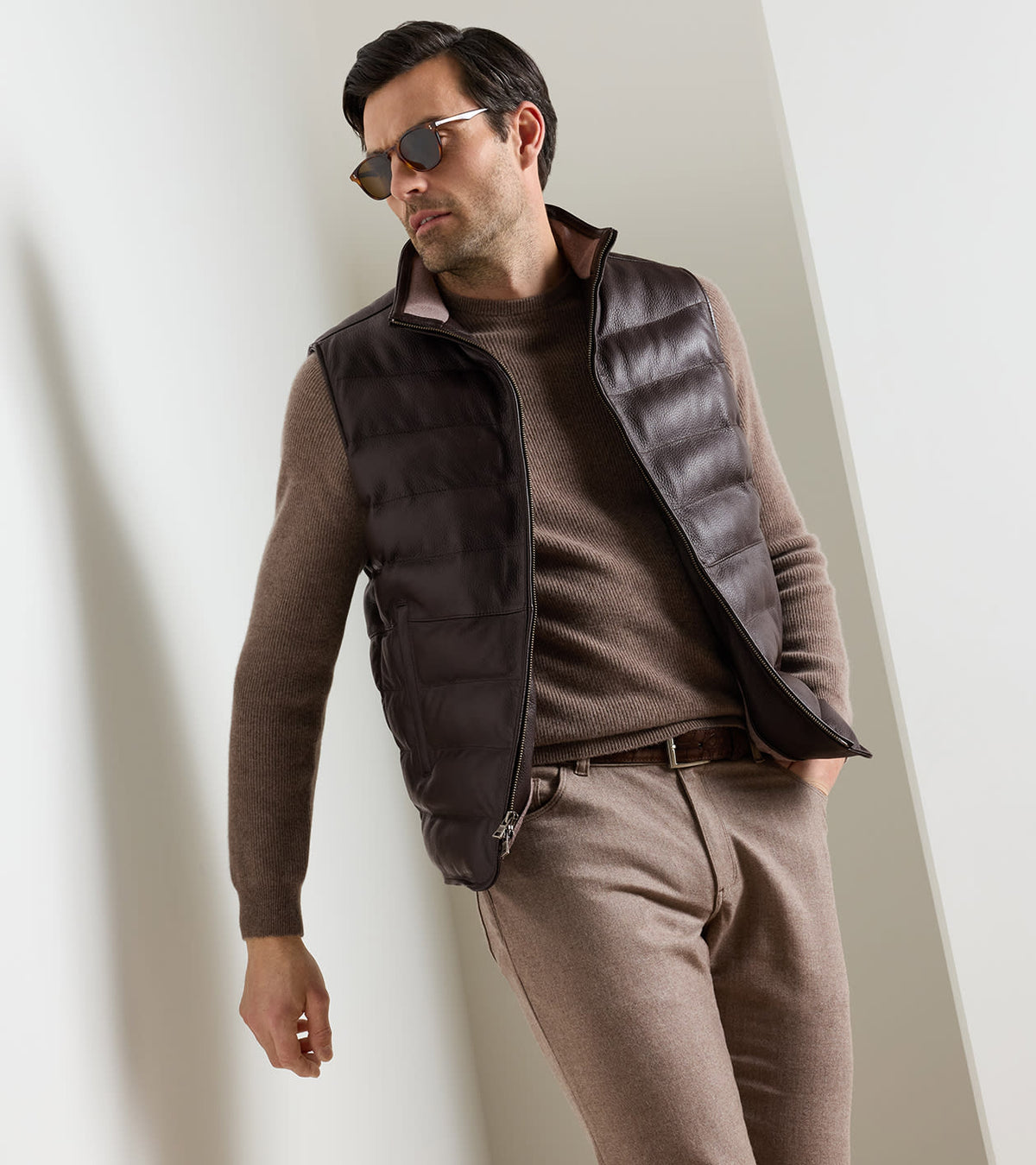 DEERSKIN LEATHER VEST - ESPRESSO