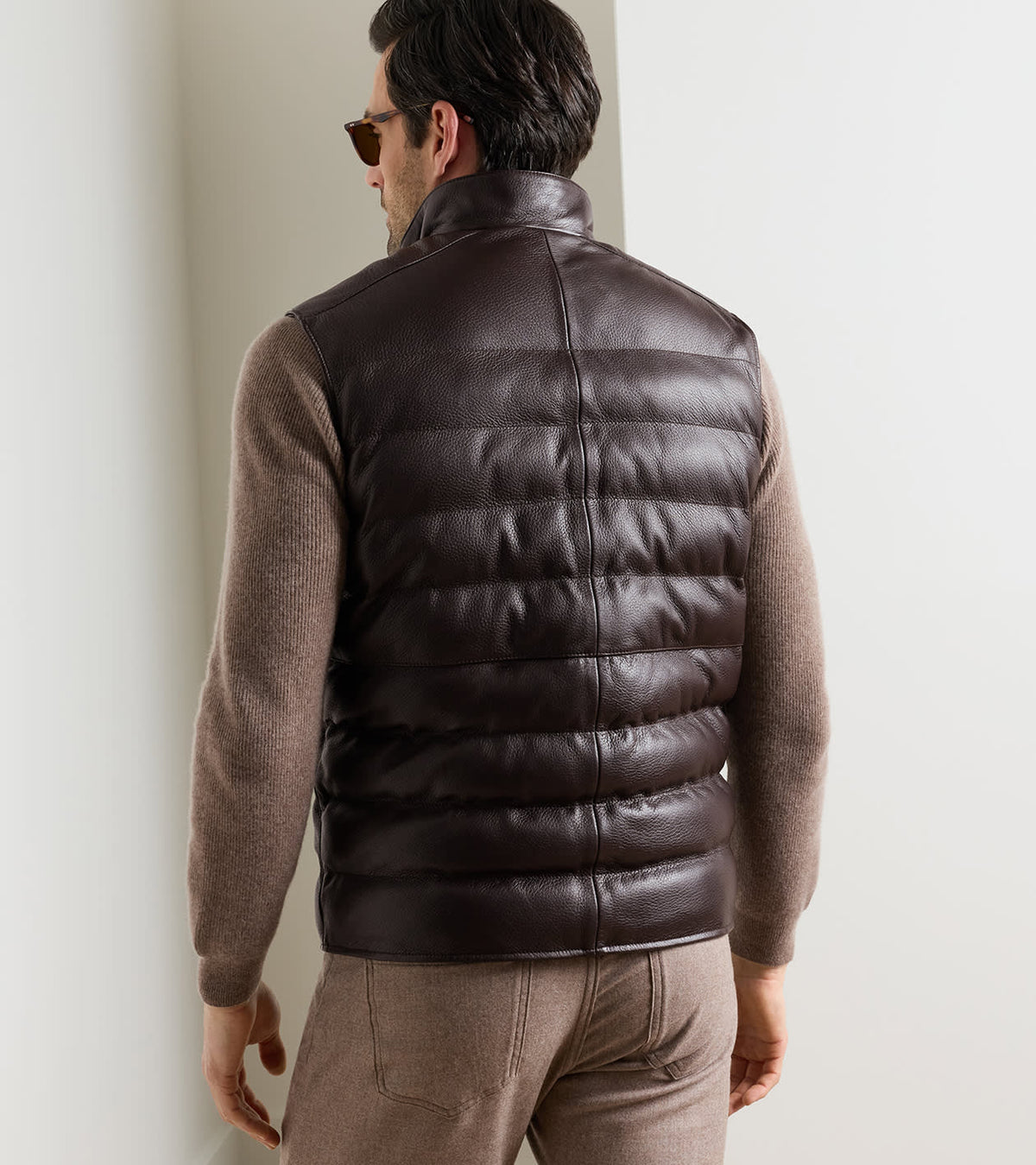 DEERSKIN LEATHER VEST - ESPRESSO