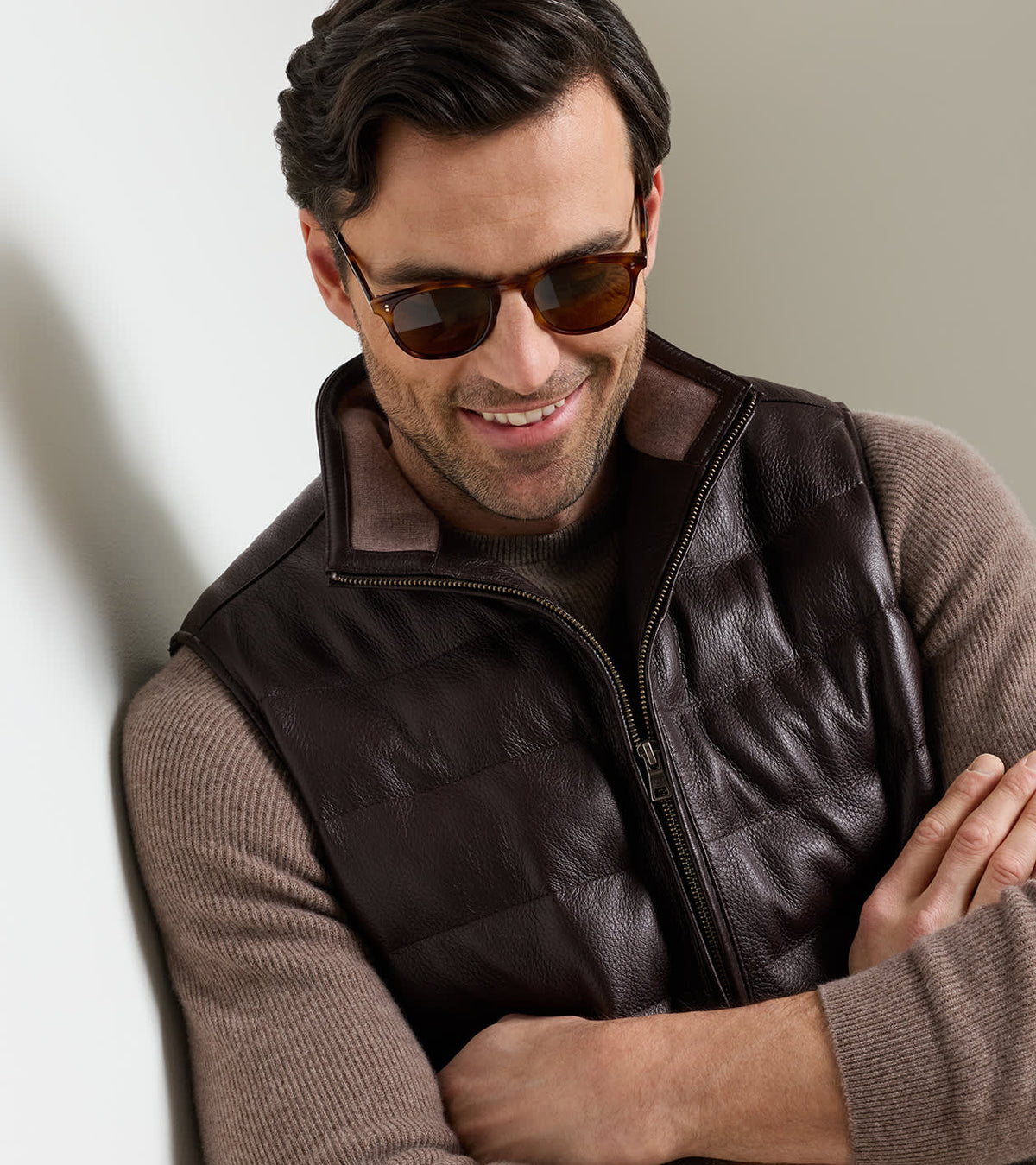 DEERSKIN LEATHER VEST - ESPRESSO