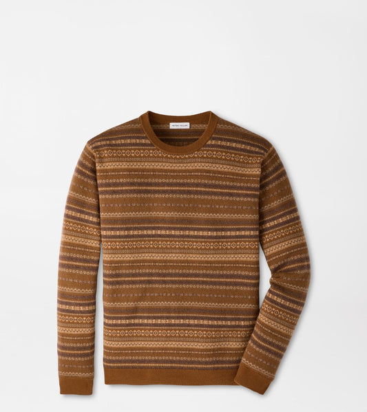 SADDLE FAIRISLE CREW NECK SWEATER - DARK AMBER