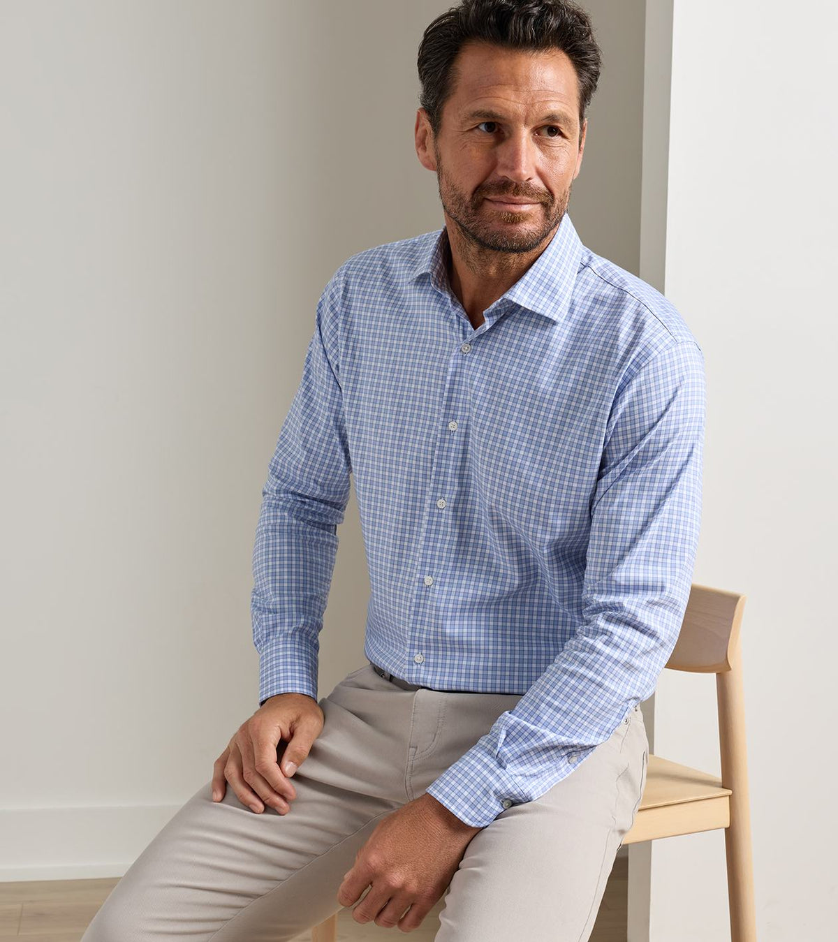 ATLAS CROWN LITE COTTON STRETCH SHIRT - BLUE FREESIA