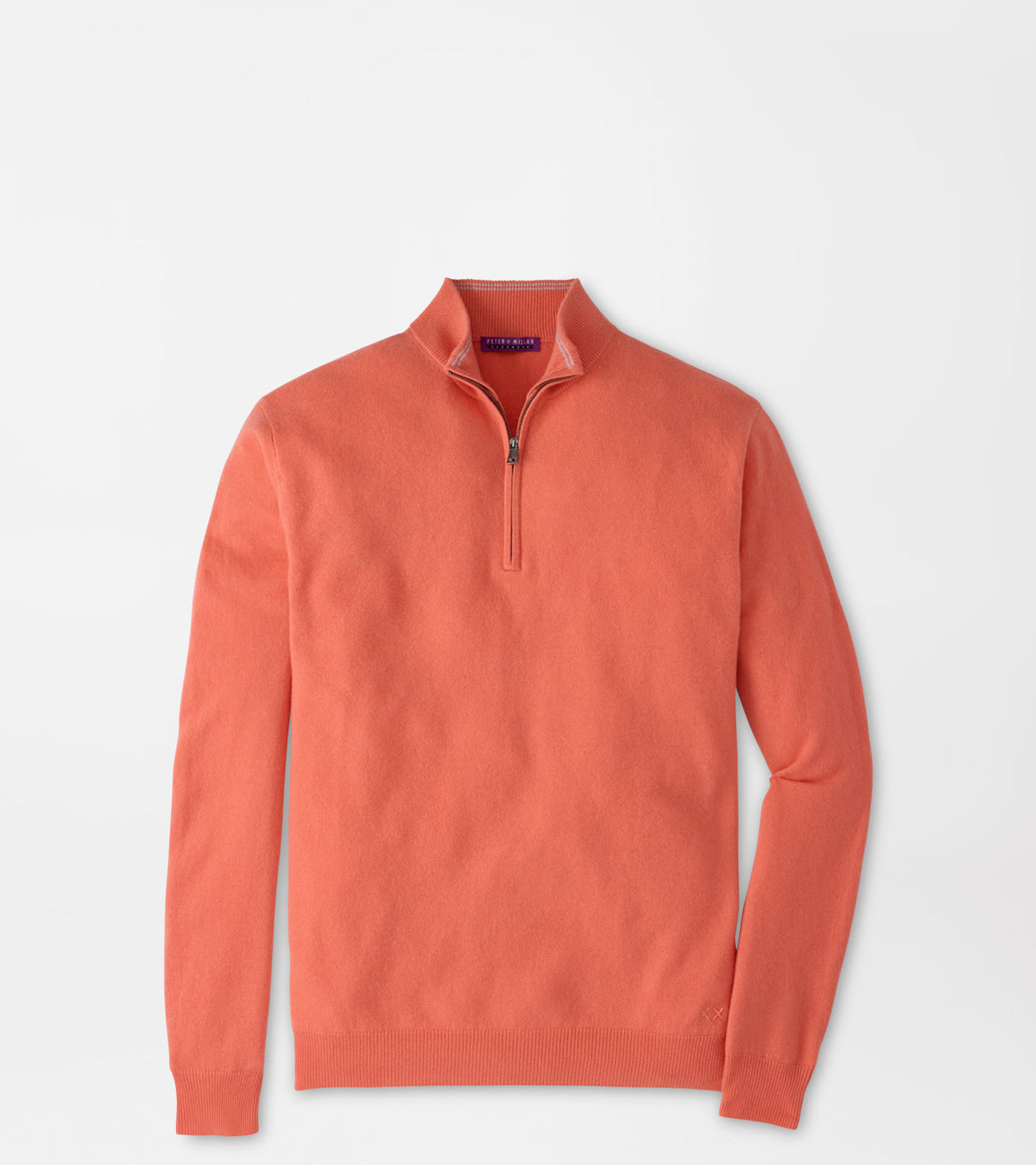 CROWN ANNIVERSARY CASHMERE 1/4 ZIP SWEATER - CORAL