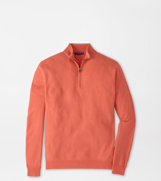 CROWN ANNIVERSARY CASHMERE 1/4 ZIP SWEATER - CORAL