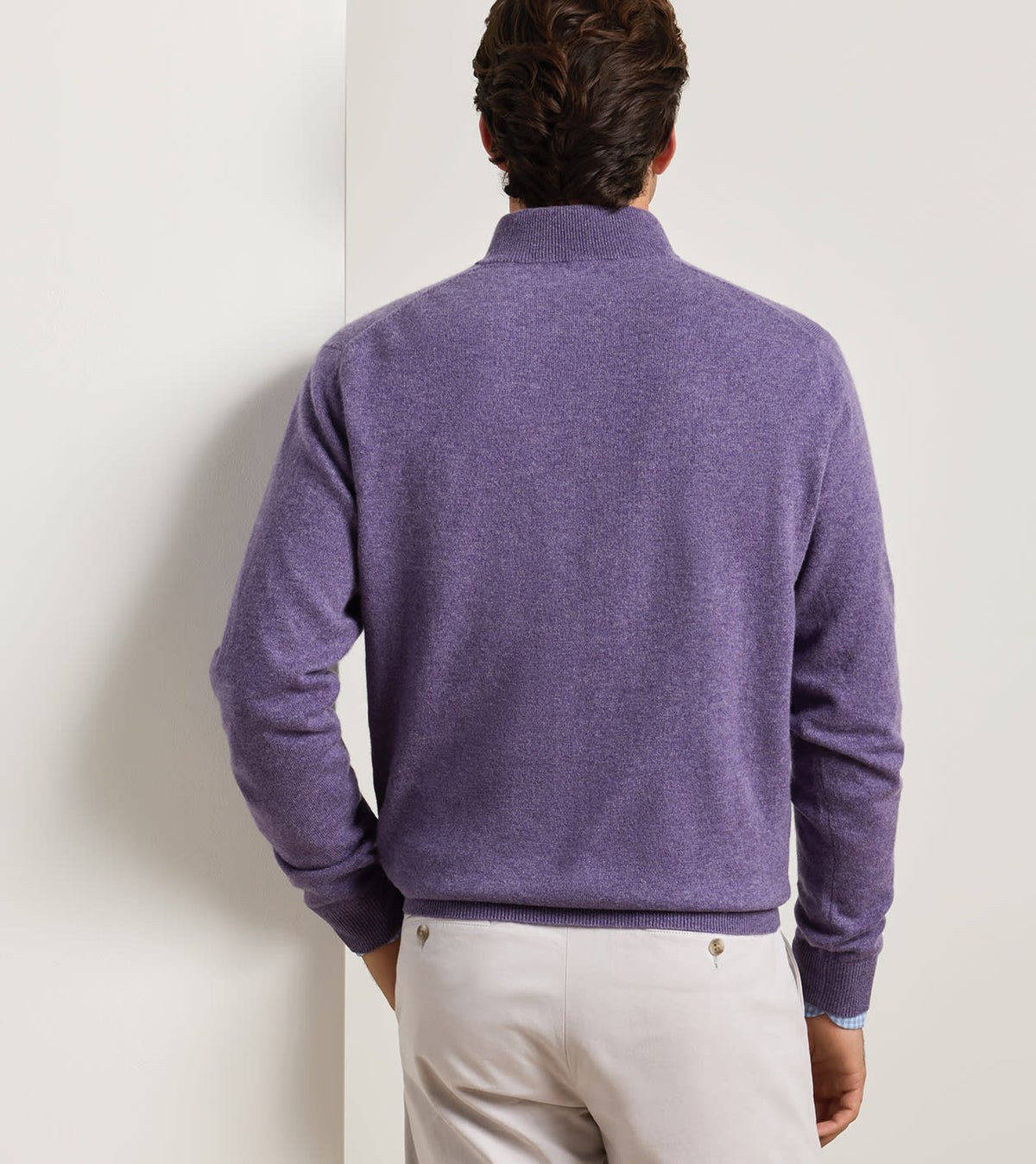 CROWN ANNIVERSARY CASHMERE 1/4 ZIP SWEATER - PURPLE FIG