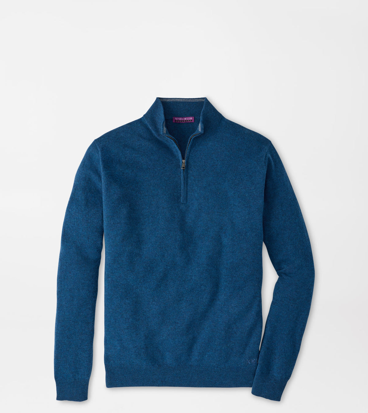 CROWN ANNIVERSARY CASHMERE 1/4 ZIP SWEATER - OCEAN BLUE