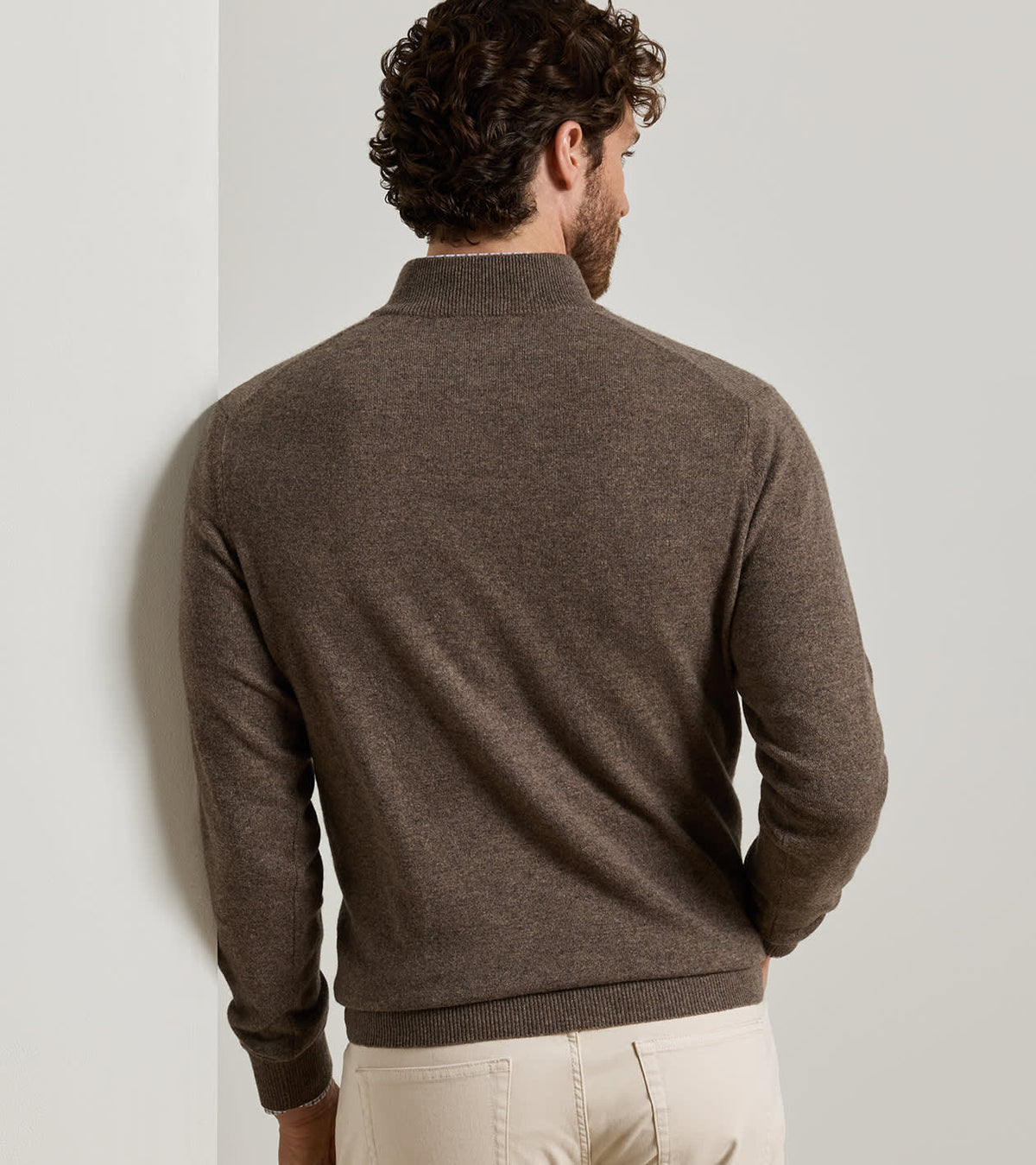 CROWN ANNIVERSARY CASHMERE 1/4 ZIP SWEATER - SAWGRASS