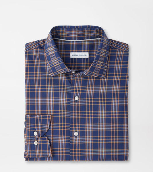 RICHARD CROWN LITE COTTON STRETCH SHIRT - NAVY