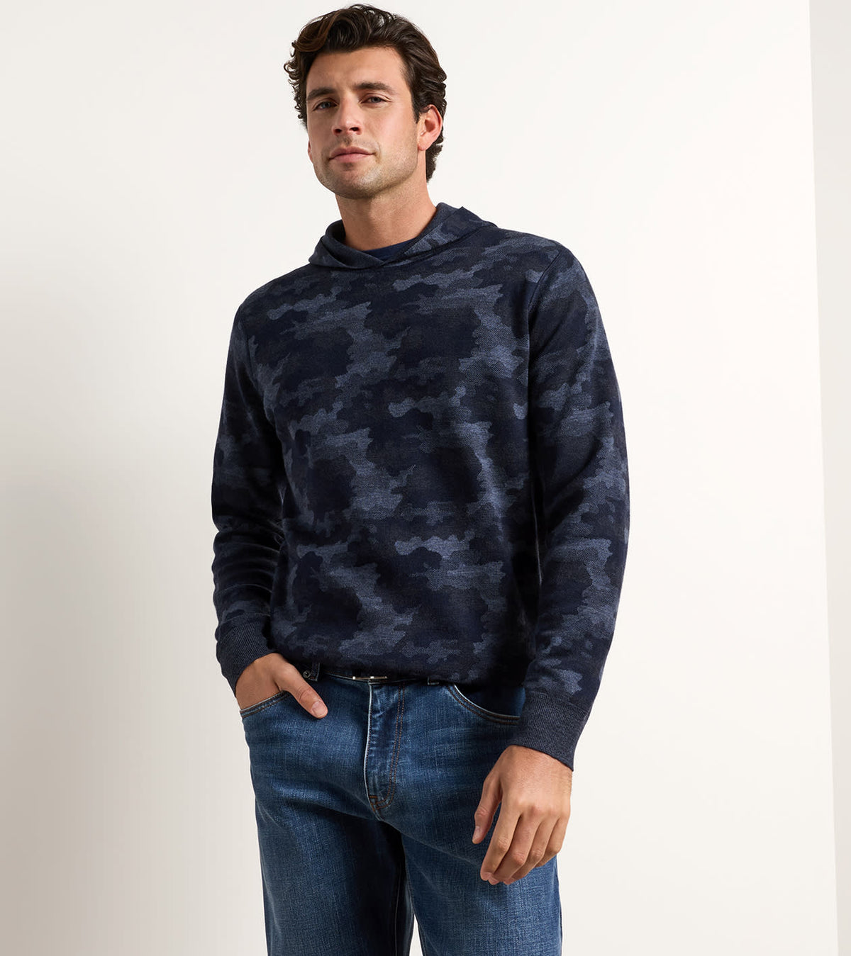 REVERSIBLE CAMO POPOVER HOODIE - MIDNIGHT NAVY