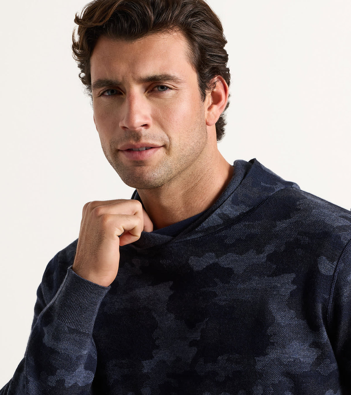 REVERSIBLE CAMO POPOVER HOODIE - MIDNIGHT NAVY